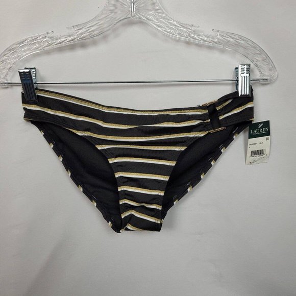 SALE 5/$25 Lauren Ralph Lauren Metallic Stripe Ring Hipster Bikini Swim Bottom - Picture 4 of 10